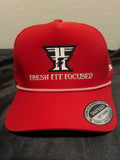 Red rope snapback – front